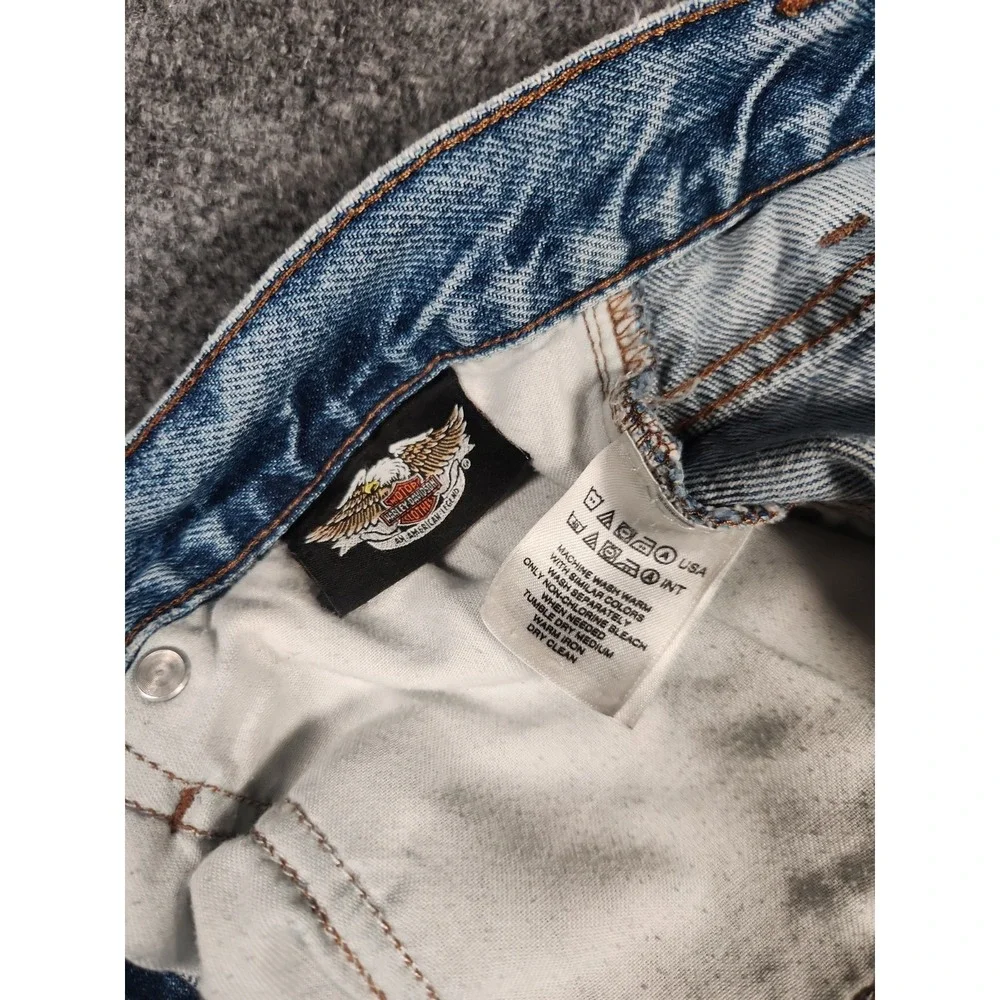 Harley Davidson Vintage Jeans 36x29 Light Wash Distressed USA Made MotorClothes